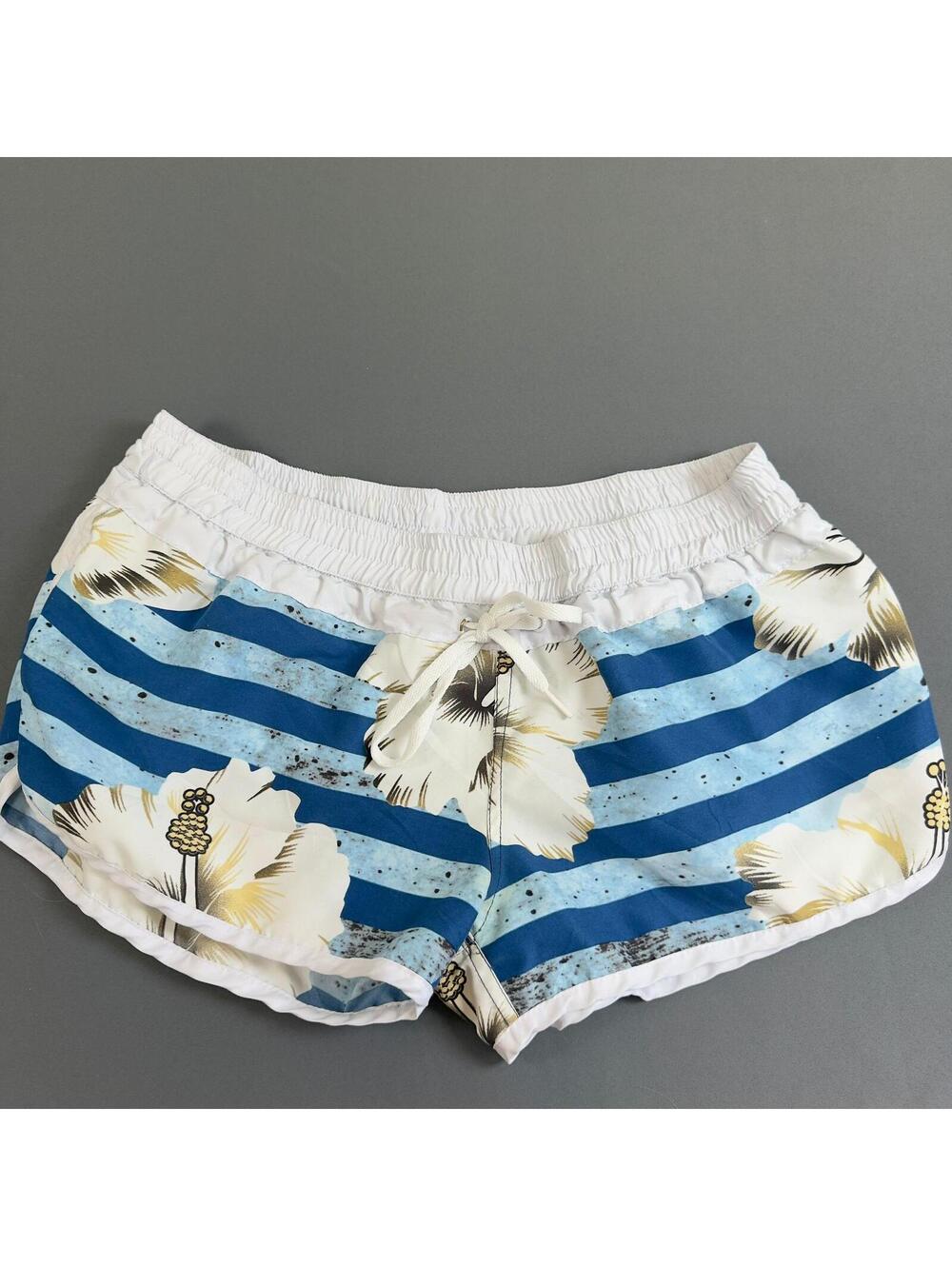 Beach Shorts Blue Floral Shorts Women's Large